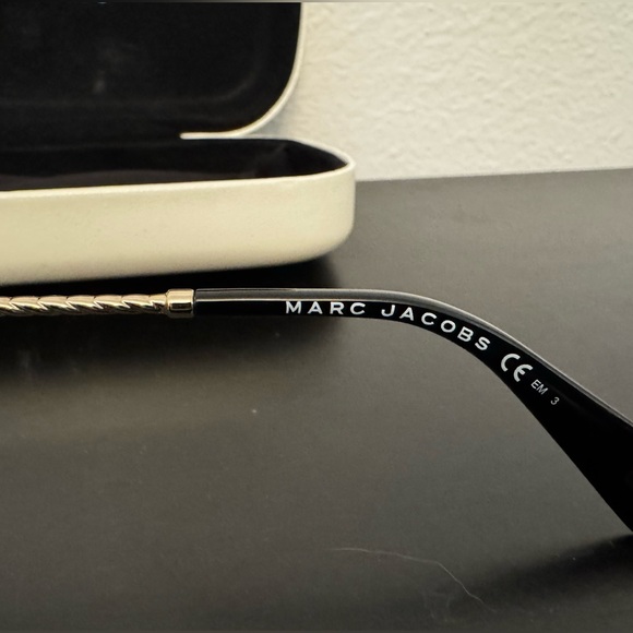 Marc Jacobs Women’s Gold Twisted Trim Sunglasses with Black Lenses